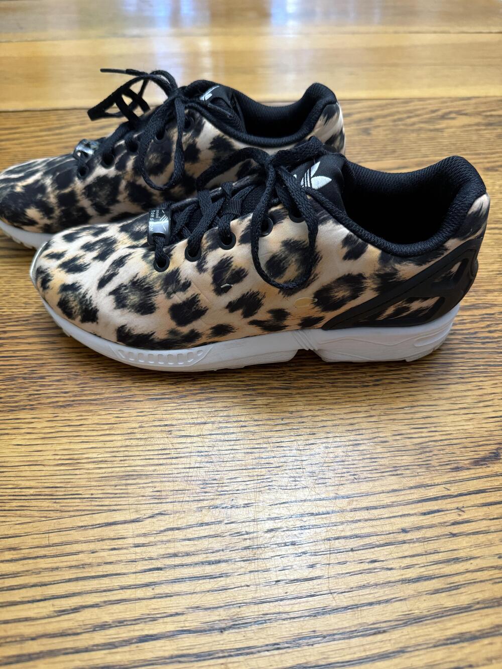 Adidas ZX Flux Shoes Womens Size 5 Leopard Print Animal Torsion OrthoLite Sneake
